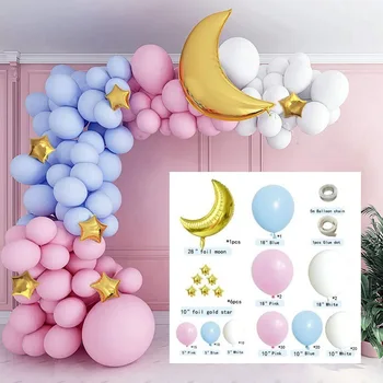 1 комплект Фолио Луната Звездата Розово в Синьо Тестени изделия Латексный Балон Комплект За Парти В Чест на рождения Ден на Венец Арка САМ Декор за Сватба Парти Аксесоар