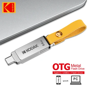 10ШТ Kodak 3,1 Метален Флаш памет 32 GB 64 GB 128 GB Type C 2 в 1 USB Устройство с Двойна за Macbook PC TV Стик Cle OTG usb Флаш Устройство