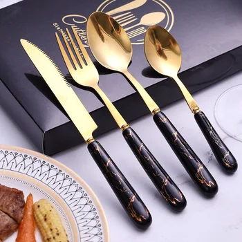 2022 Nordic light луксозен стил керамична дръжка на нож от неръждаема стомана вилица лъжица комплект съдове за готвене от четирите теми
