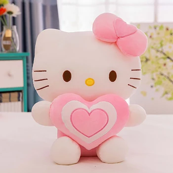 30 см Kawaii Hello Kitty Плюшен Играчка Карикатура Аниме KT Котката Мек Плюшен Кукла Сладка Декорация на Стаи за Момичета Подарък За Рожден Ден