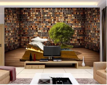 3d тапети за стая по поръчка стенопис Креативна bookshelf украса живопис снимка 3d стенописи тапети за стени d 3