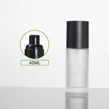 40 ml matte / зелена / синя стъклена бутилка с черна матова черна капак за серум / лосион / емулсия / основи на козметични опаковки