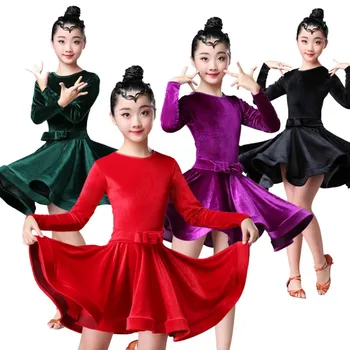 8 цвята Бебешка Рокля за латино танци за Ден за Защита на Децата, Детски Рокли за Момичета, Ча-ча-румба, Самба, Джаз, Vestidos, Танцов Костюм, Бална зала Танц