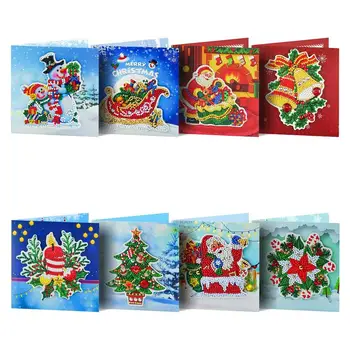 8шт 5D САМ Диамантена Живопис на специални форми на Поздравителни картички, Коледни Картички, Картички За Рожден Ден, Подарък за Коледа 2020 Навидад
