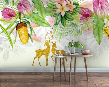 beibehang потребителски модерни ръчно рисувани абстрактни тропически растения, листа живовляк лосове спалня хол фонови картинки
