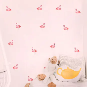 Cartoony Розово Фламинго за Спални Разтегателен Фон на Стената на Стаята на Момичето Монтиране на Украса на Самозалепващи Картина Добавя Детския Интерес