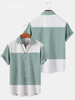 dinboa-2022 Мъжка Риза с къс Ръкав и Ревера тениска за мъже, Големи, Шарени, Проста 3 3D печат, Мъжка Риза y2k с джобове