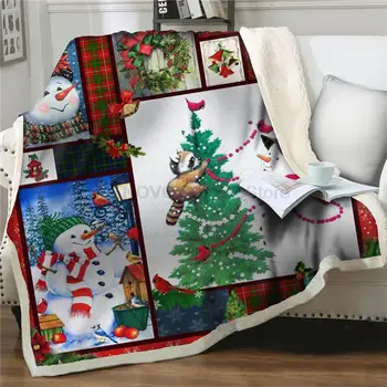 Frohe Weihnachten Decken 3D weihnachten баум schneemann Druck bettwäsche Heim Textilien Decken für Betten Wohnzimmer Tragbare Re