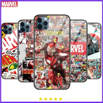 Iron Man, Spider-Man Комикси Стъклен Калъф За iPhone 13 12 11 Pro Max 12Pro XS Max XR X 7 8 Plus SE 2020 мини-Калъф с Твърд заден капак