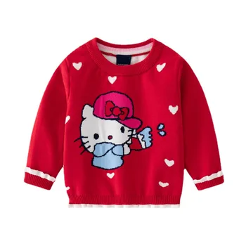 Kawaii Sanrio Детски Пуловер Здравей Kittys Аксесоари Скъпа Красотата Карикатура Аниме Памучен Конец Есенни Нови Играчки за Момичета Подарък