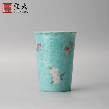 Shengda керамични тюркоаз зелена зона пастелни цветове - различни модели - чаша с аромат на Цзиндэчжэнь керамични чаена чаша, чаена единичен