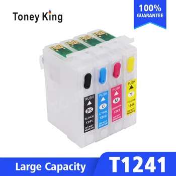 Toney King многократна употреба Касета За Epson T1241 T1242 T1243 T1244 Касети с Мастило За Stylus NX125 NX127 NX130 NX230 Принтер
