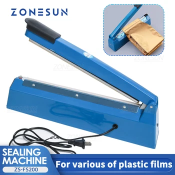 ZONESUN ZS-FS200 Ръчно Импулс Машина За Запечатване на Пластмасови филми, Регулируеми По Време Малка Пакетираща Машина За Запечатване