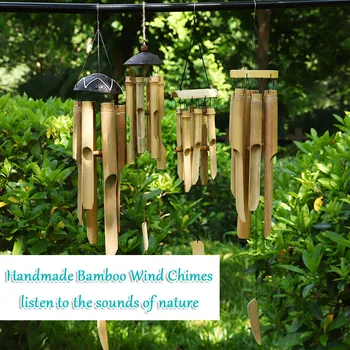 Бамбукови свирки висулка творчески ръчно изработени от бамбук тръба украса на хотела лято ретро подарък за рождения ден въздушна висулка свирки