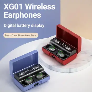 Безжични слушалки XG01, съвместими с Bluetooth, стерео слушалки 5.1, ушите, слушалки С микрофон, led дигитален дисплей, зарядно устройство ще захранване кутия, Спорт