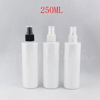 Бяла пластмасова бутилка с обем 250 мл с распылительным помпа, шише за опаковане на тонер / вода с обем 250 куб. см, празен козметични контейнер (25 бр./лот)