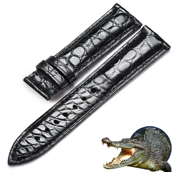 Висококачествена Естествена крокодилска Луксозна кръгла ивица от крокодилска кожа Размер каишка за ръка, можете да настроите 18 мм, 20 мм, 22 мм