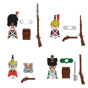 Военна Средновековна Френска Испания Италия Рицари Войници Пирати Фигурки Армейски Шотландски Фюзилер Градивните Елементи На Оръжие Тухлени Играчки
