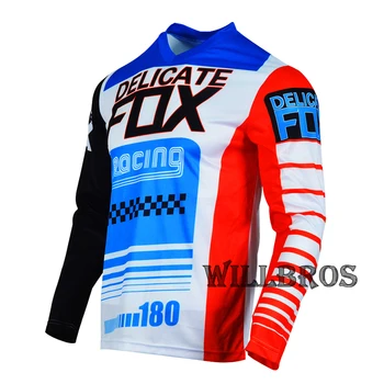 Джърси за Мотокрос Нежна тениска Fox 180 Race Falcon Ендуро MX BMX Dirt Bike колоездене С Дълъг Ръкав Колоездене Мъжки Бързосъхнеща Облекло