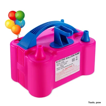 Електрическа помпа за балон, 220 / 110 Електрическа помпа за надувания и инструмент за свързване на балони в едно, Електрически вентилатор с двоен накрайник