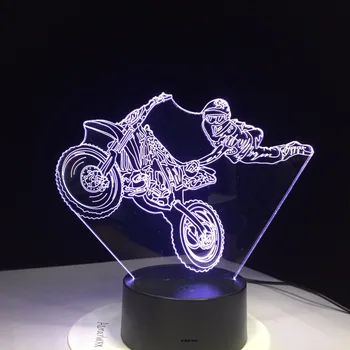 Мотоциклетни Каскади Пълноценната Настолна лампа 7 Цвята Промяна Настолна Лампа 3D Лампа Новост Led нощна светлина Led Лампа, Подарък За Нова Година
