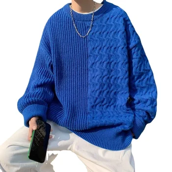 Мъжки Нов Универсален Модерен Пуловер С Деколте Устата, Пуловер С Дълъг Ръкав, Топло Универсален Младежки Трико