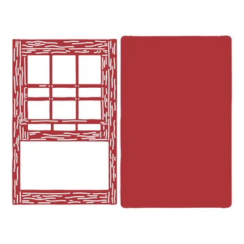 Най-новите Метални Режещи Удари Две Червени Червеношийки на прозореца Албум за Изрезки от Дневник Украса Шаблон за Релеф САМ Поздравителна картичка Ръчна изработка