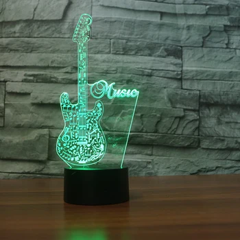 Нова Китара 3D Visuelle Led нощна светлина Настолна лампа Украса на Началната Стая на Музикални Инструменти Дистанционно Управление 7 Цвята Промяна е най-Добрият Детски Подарък