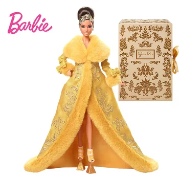 Оригиналната Кукла Барби Ти Пей, Облечена В Златисто Жълт Халат Hbx99, Подбрани Играчки за Момичета, Коледен Подарък