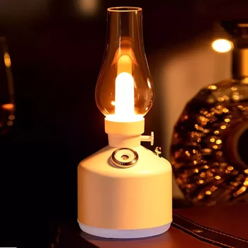 Ретро Лампа Овлажнител На Въздуха Безжичен Ароматни Дифузор Акумулаторна Етерично Масло 7 Цвята Осветява Студената Мъгла За Дома Essential