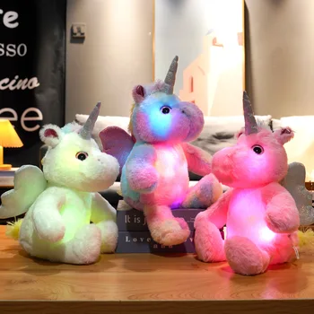 Светещи Плюшени играчки Животни Еднорог, Пълнени с Led Цветни Играчки за Деца и Момичета