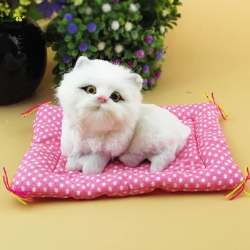 сладък имитационный бяла котка реалистичен котка на килим подарък 17x9x15 см a012