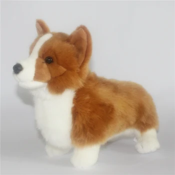 чудесна плюшен играчка за куче порода вельш-corgi, висококачествена кафява кучето в реалния живот, около 33x23 см